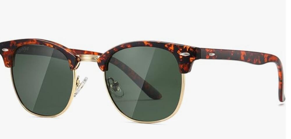 Polarized Sunglasses Semi Rimless Frame Retro TORTOISE